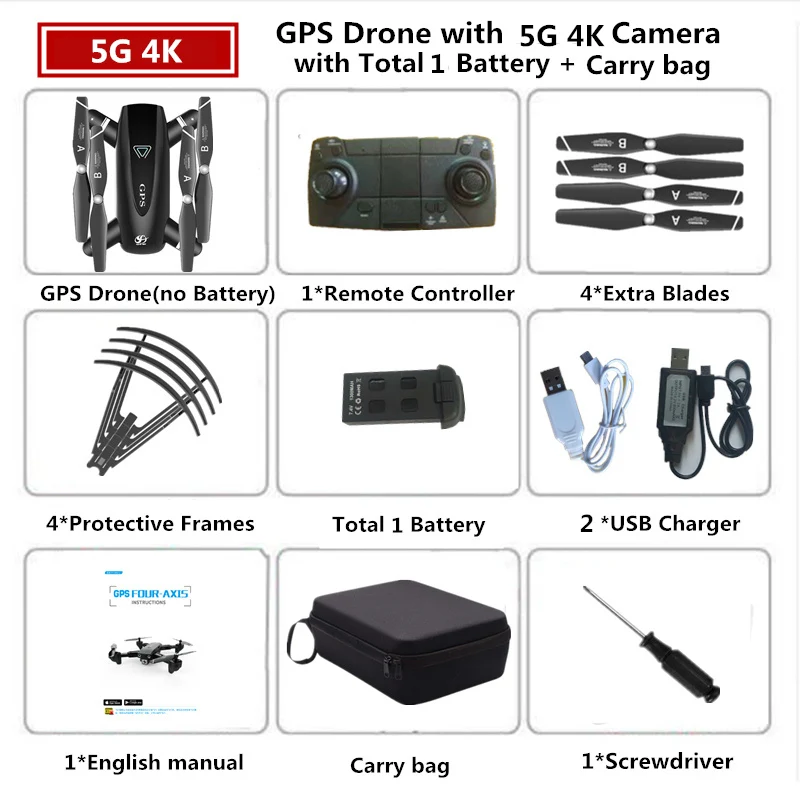 4K-5G-Carry Box 1 Радиоуправляемый Дрон 4K HD камера S167 gps Dynamic Follow 5G WiFi FPV 1080P Квадрокоптер Вертолет игрушка в подарок VS E58 M65 E511 SG106 F11 XS812 - Цвет: 4K-5G-Carry Box 1