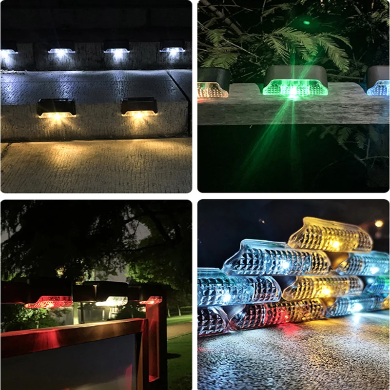 

1/4/8/16pcs LED Solar Night Light Street Stair Lamp IP65 Waterproof Outdoor Garden Pathway Yard Patio Stairs Steps Fence Lamps