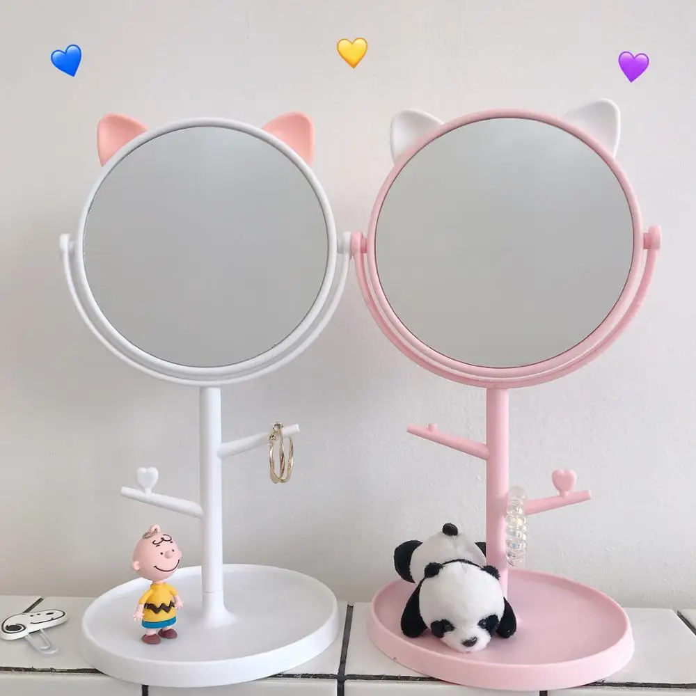 

Cute Makeup Mirror Dressing Table Cosmetic Mirror Portable Beauty Makeup Tools Accessories Vanity Mirror With Stand For Desktop