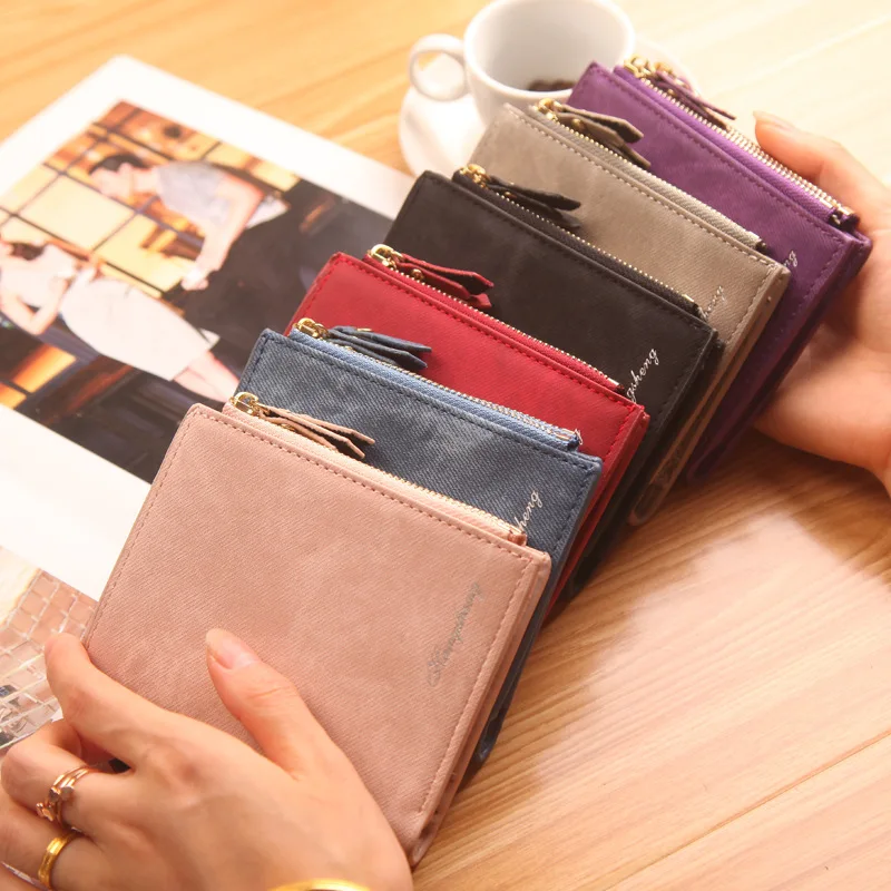 

Fashion Small Wallet For Women Top Quality PU Matte Leather Purse Short Female Coin Wallet Zipper Clutch Coin Purse Credit Card