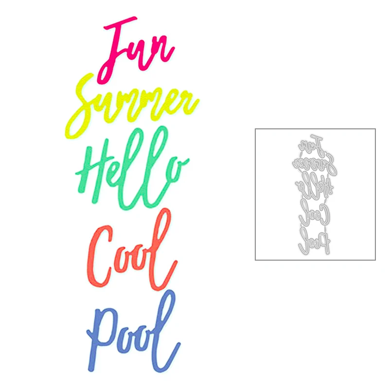 

2020 Hot New Summer Hello Cool Pool English Word Metal Cutting Dies and Foil Cut For Scrapbooking Card Paper Making no stamps