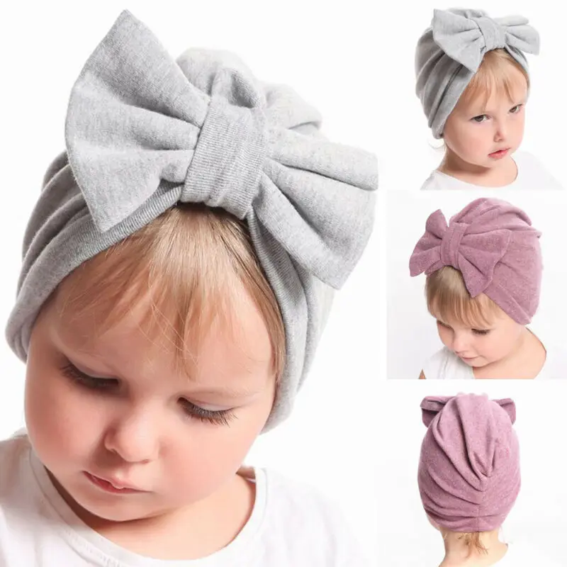Warm Headwear Caps Hat Infant Toddler Winter Autumn Baby Boy Girl Bowknot Headband Newborn Hairbands SHEER Gray Pink Black White | Детская
