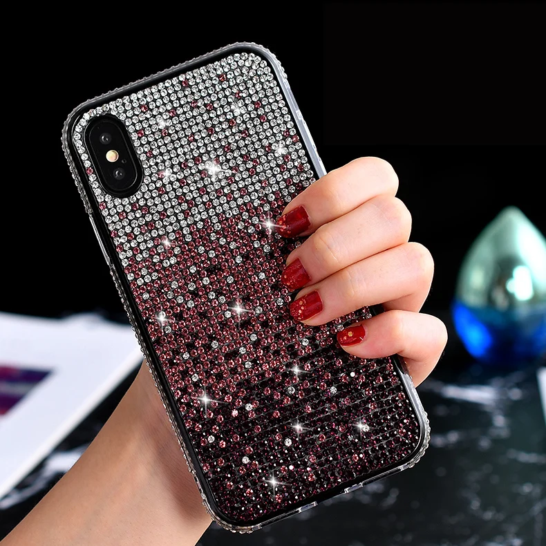 Чехол для iPhone 11 pro max 6s 6 7 8 plus x xs блестящий градиентный чехол роскошный Радужный xr