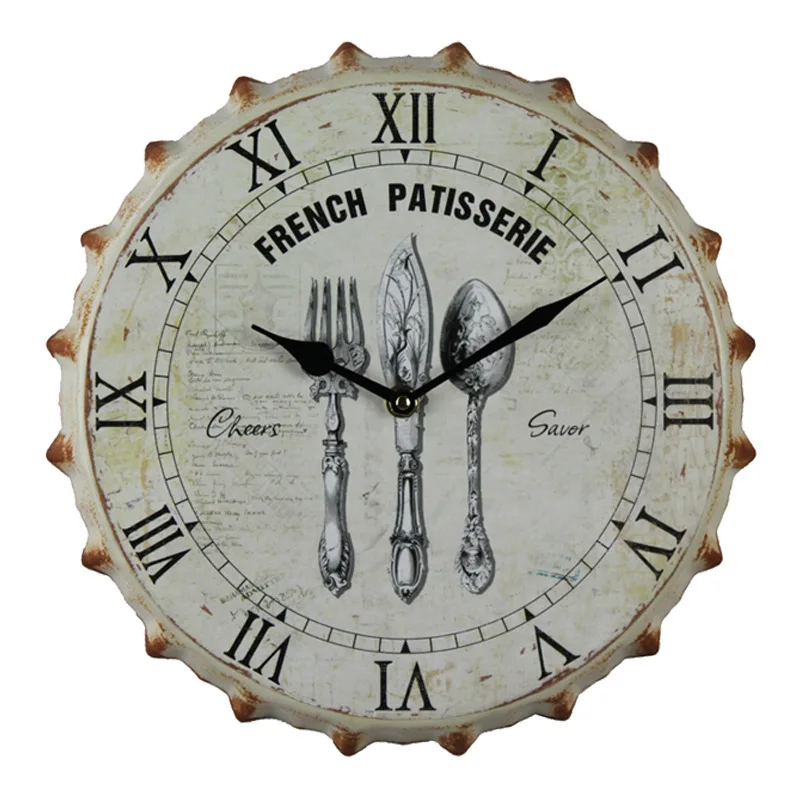 

Retro beer cover wall clock living room creative fashion wall watch
