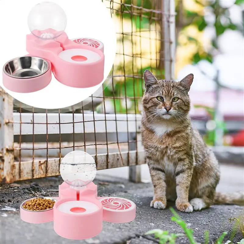 

1pc Dual Use Cat Pet Bowl Automatic Water Dispenser Double Food Bowl Feeder