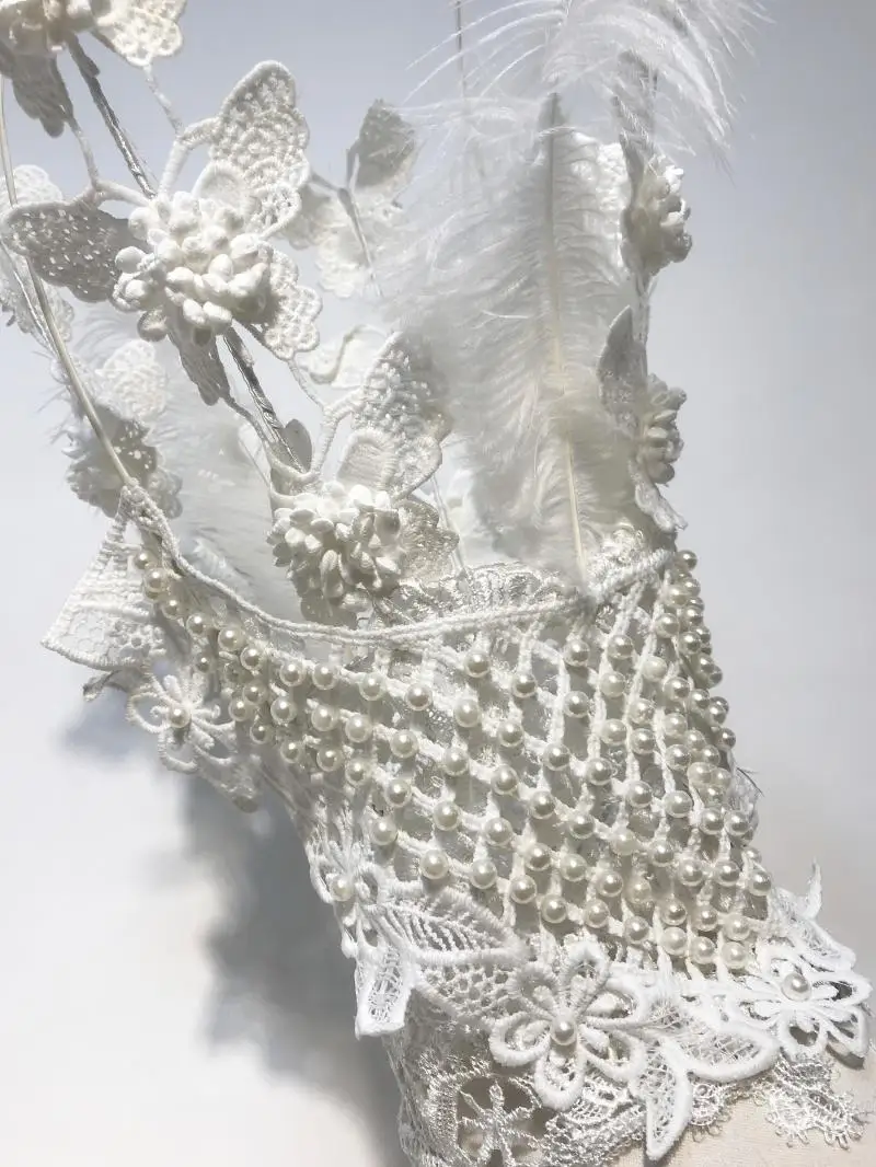 Ручной работы косплей аксессуары для волос корона кружево перо повязка на голову