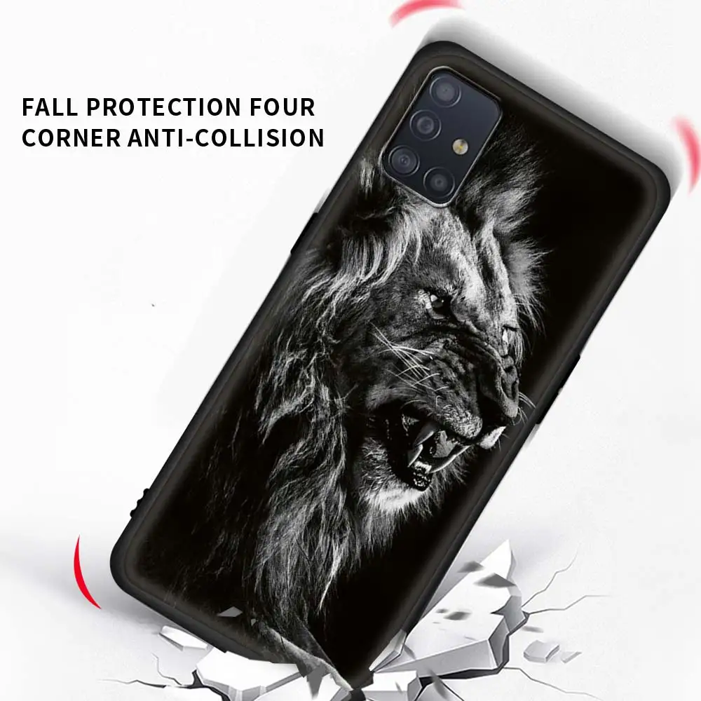 

Case For Samsung Galaxy A51 A71 A21s A31 A41 A11 A12 A01 A91 A72 A21 A42 A32 5G Bolsa Black Shell Tampa Wolf Lion Animal