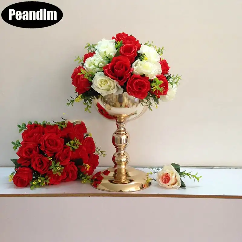 PEANDIM Искусственные цветы держатель золотые серебряные цветочные вазы свадебный стол центральные цветочные стойки для домашнего декора 10 шт./лот
