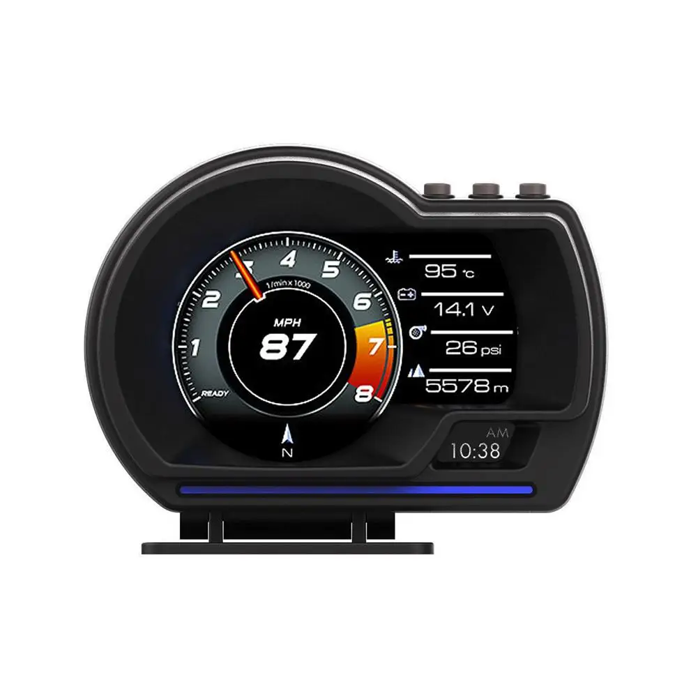 OBD+GPS Dual System Head-up Display Car Rotatable HUD With Alarm Atmosphere Light 100KPA/PSI Gps Speedometer Speed Projector | Автомобили