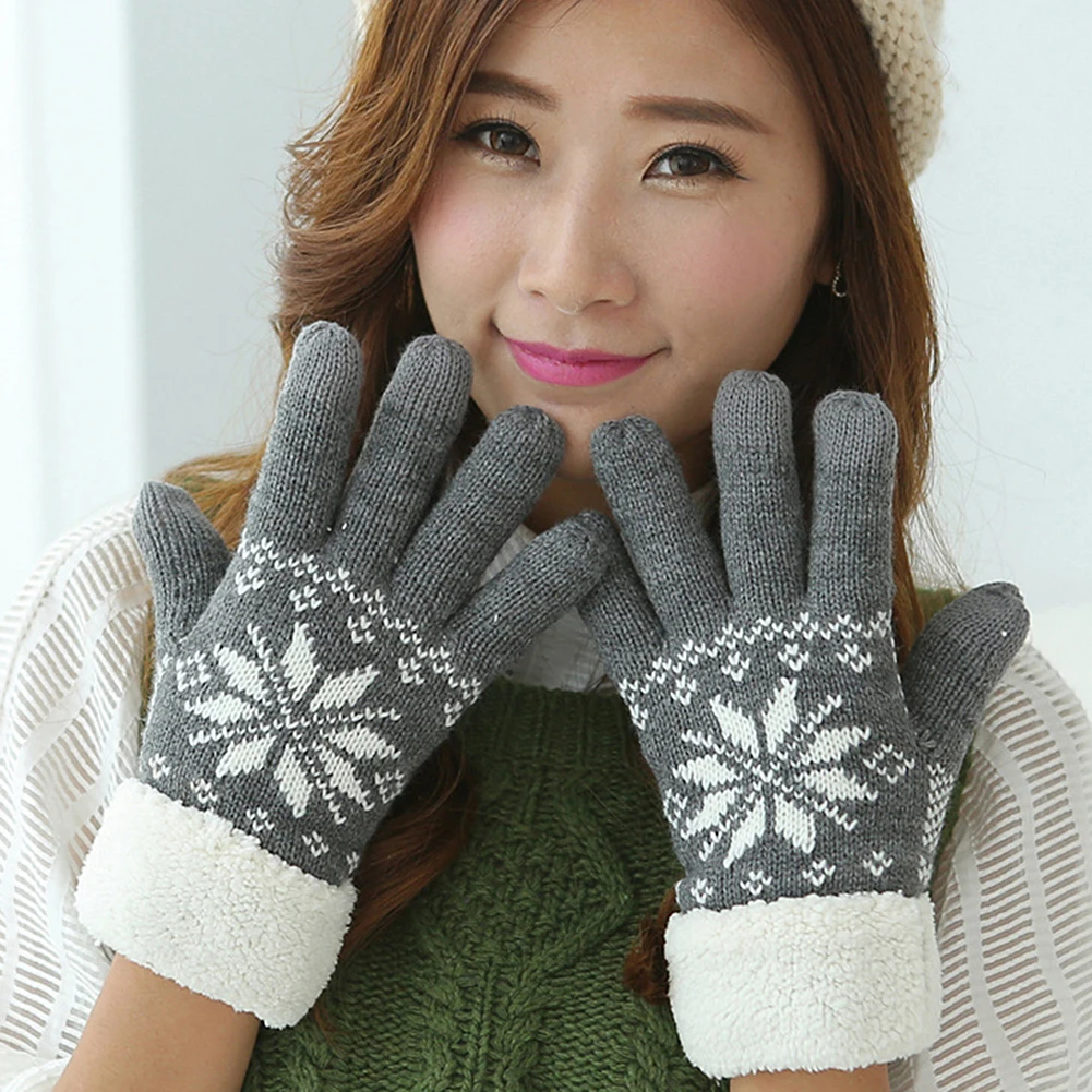 

Solid Soft Female Gloves Mittens Screen Sense Warm Winter Mittens for Women Knitted Full Finger Women Gloves Gants Femme Hiver