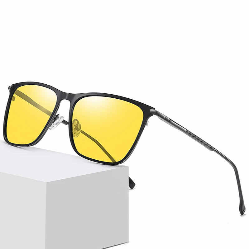 

Men Polarized Sunglasses Square Frame Spring-Leg Rays Brand Designer Driving Sun Glasses for Women Night Vision Goggles UV400