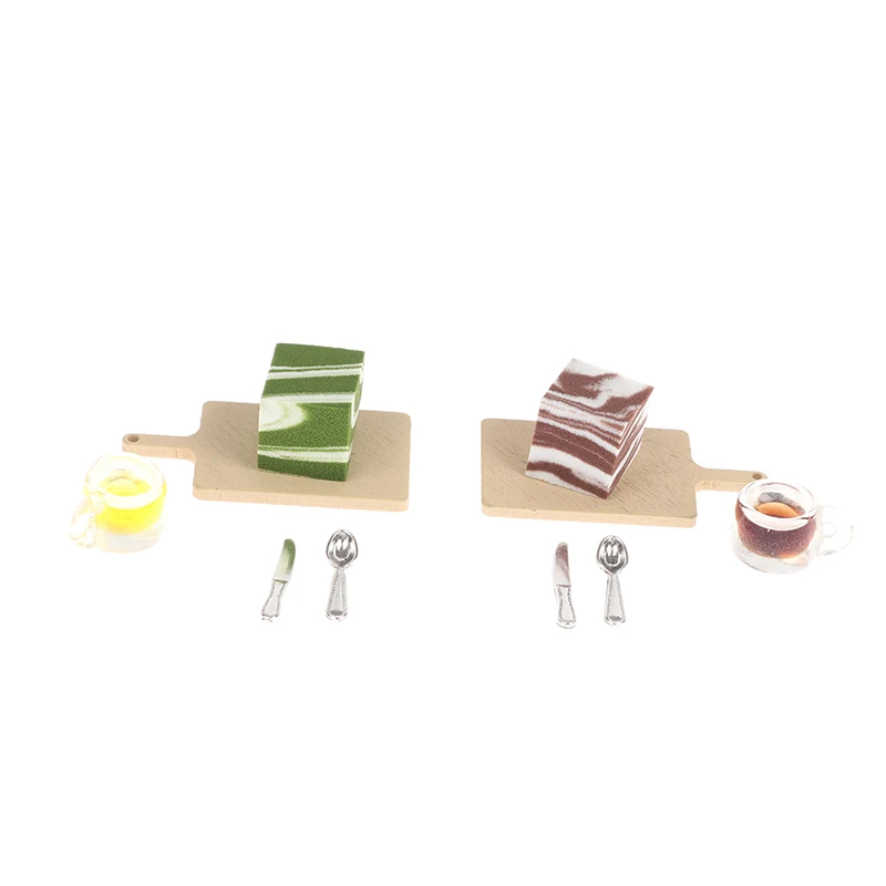 

1Set 1:12 Dollhouse Miniature Tray Mousse Cake Set Craft DIY Kitchen Food Accessories Fake Miniature Decoration