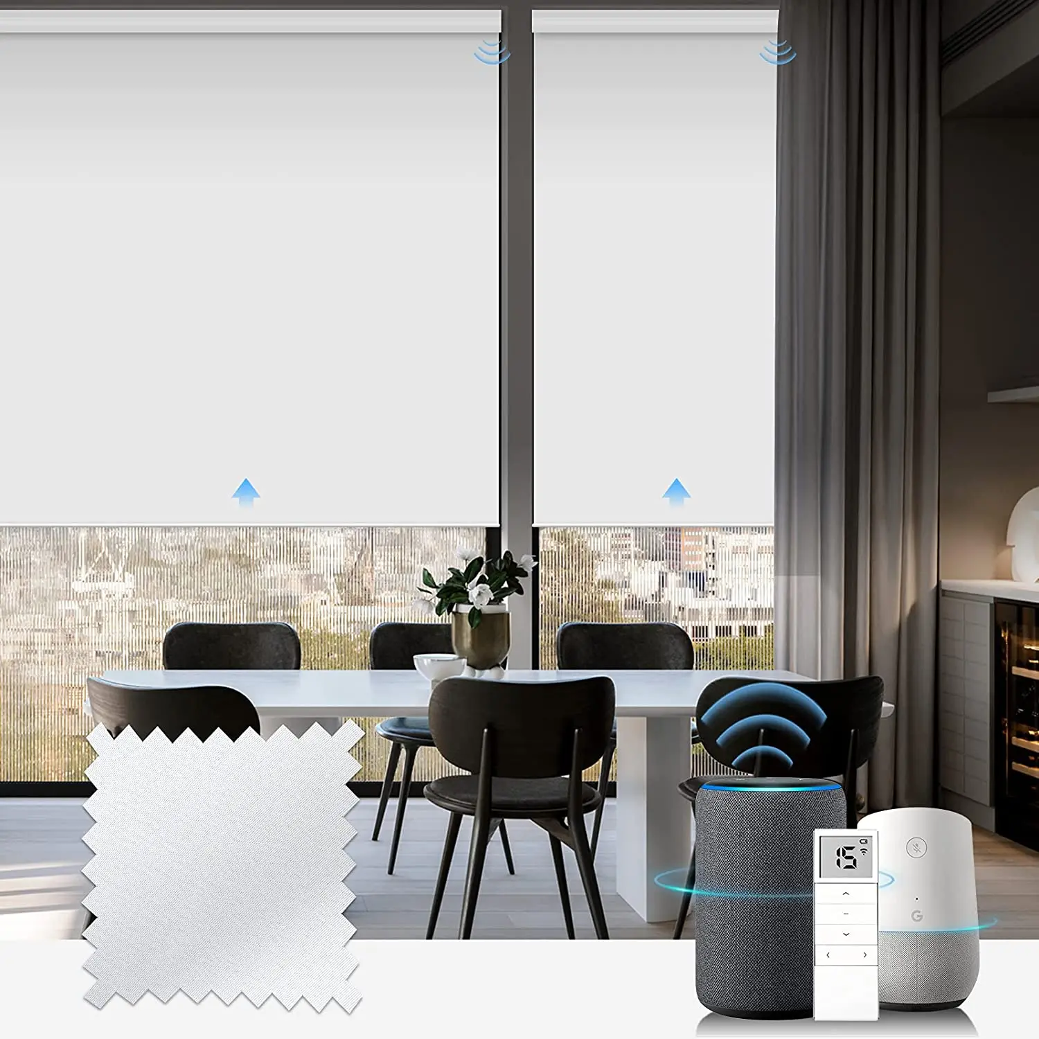 

Motorized Blinds for Winodows Luxury Electric Wifi Motor Roller Shade Day and Night for Home Custom Size Alexa Google Compatible