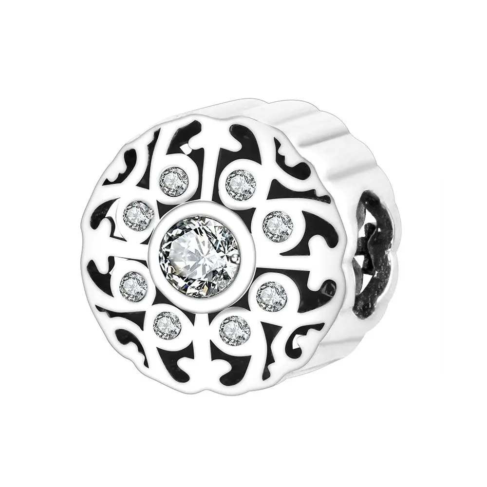 Шарм бусина из серебра 925 пробы с фианитом|charm beads|fashion beadsbeads fashion |