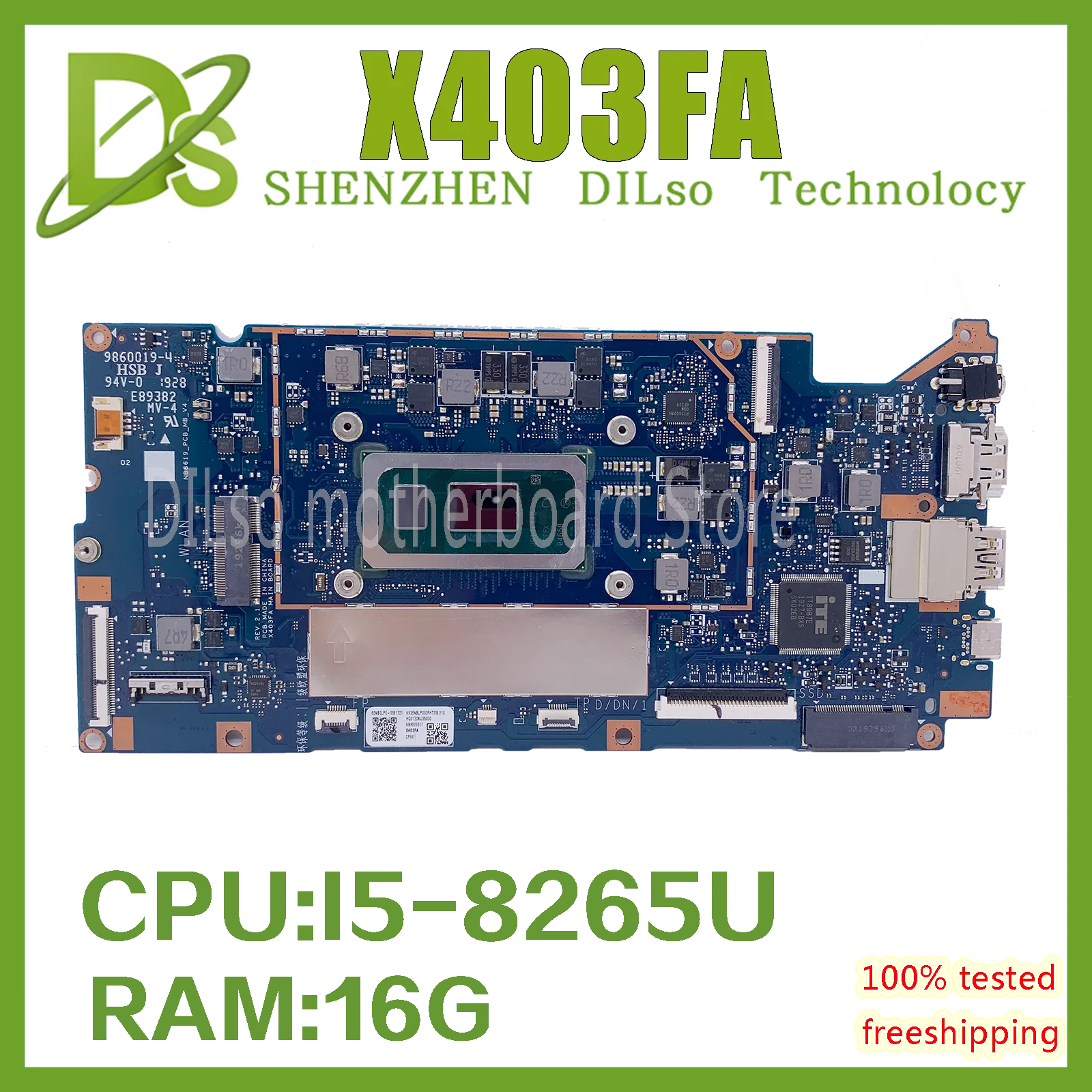 

KEFU X403FA Motherboard For ASUS X403F A403F L403FA L403FAC X403FA X403F I5-8265U16GB Laptop Motherboard 100% test runs well