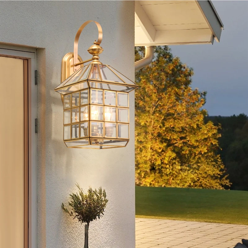 

TRAZOS Copper Outdoor wall lamp European Outdoor Garden LED Corn Bulbs Balcony Waterproof IP55 Courtyard Stairs Wall Lamp