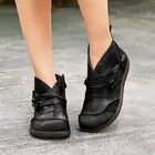 Женские ботинки из искусственной кожи, короткие коричневые ботинки на плоской подошве, с мехом, на шнуровке, для весны, 2021