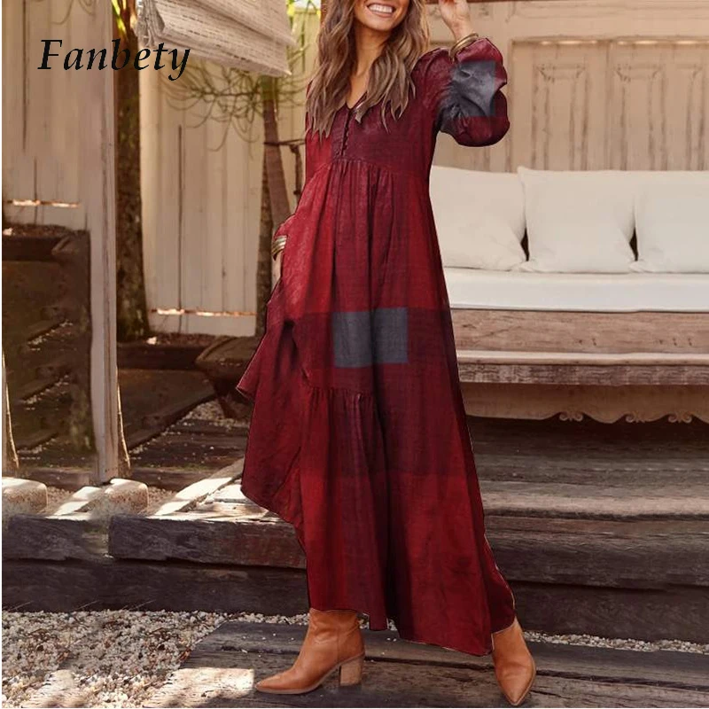 2021 женское элегантное платье с v образным вырезом длинный рукав Макси Вечерние