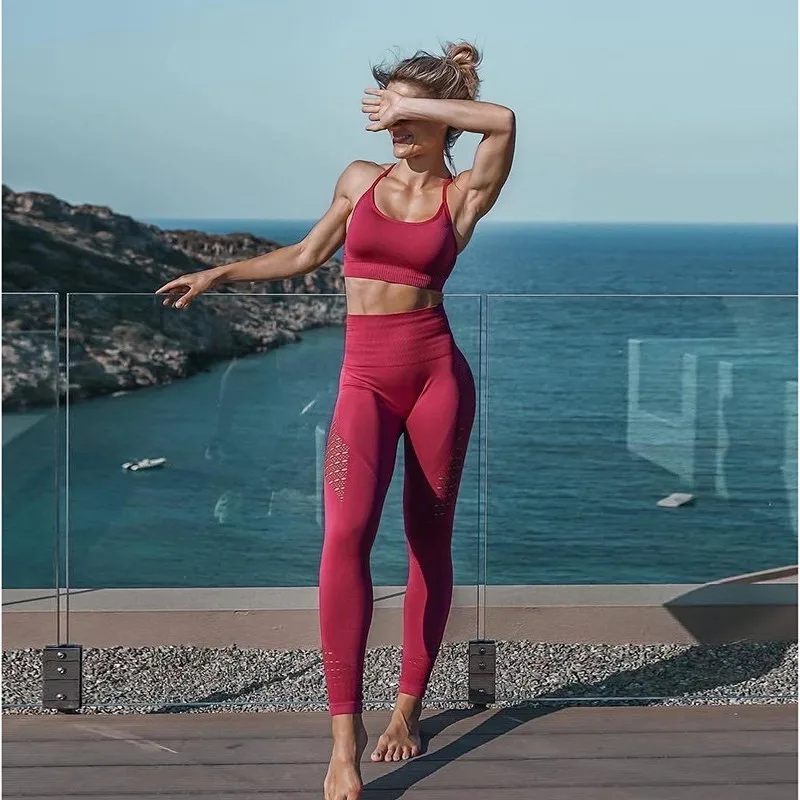 

Hollow-out Seamless Leggings High Waist Women Fitness Workout Yoga Pants Push Up Hip Super Stretchy Sports Running GYM Tights