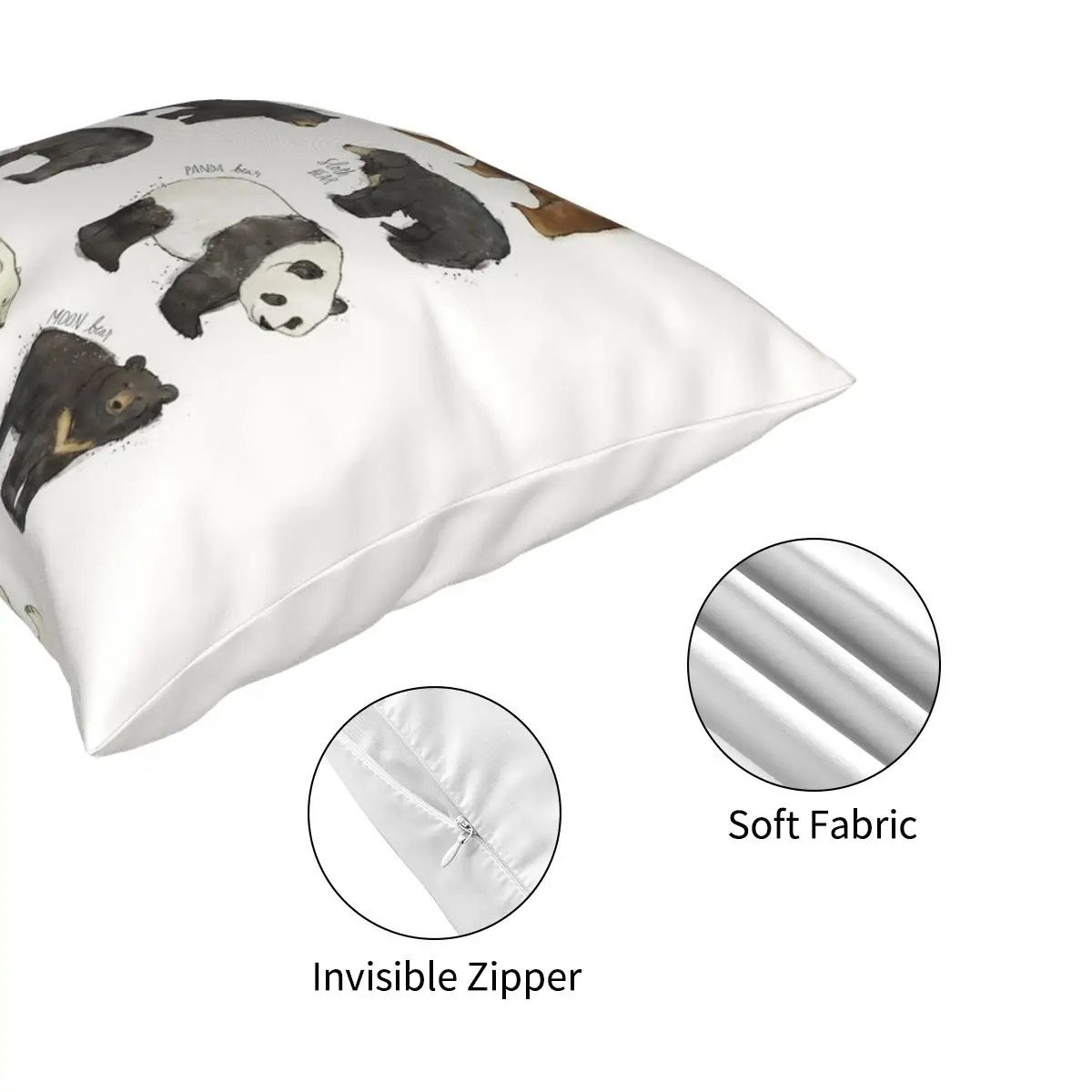 

Bears Square Pillowcase Polyester Creative Zipper Decor Pillow Case for Sofa Seater Cushion Cover