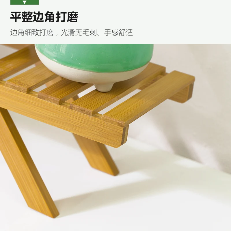 Цветочная полка из твердого бамбука 2 слоя складная стойка держатель для