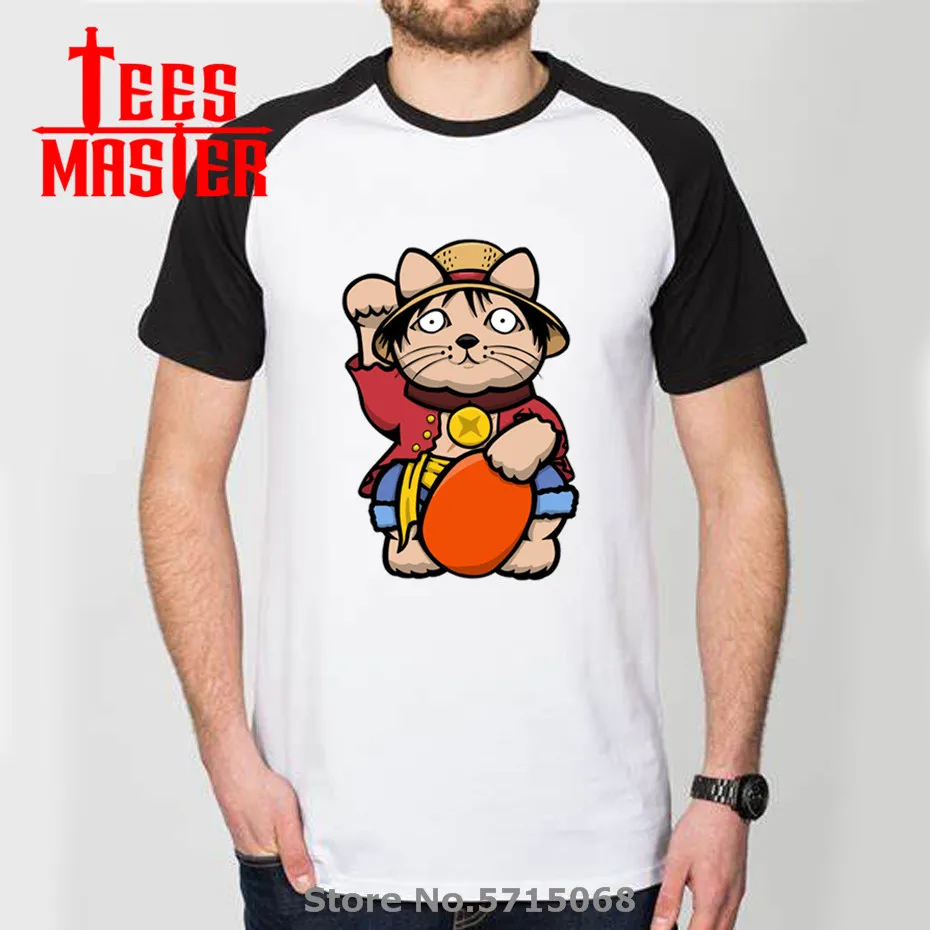Футболка Lucky Cat с забавным пиратским королем винтажная аниме цельный Луффи