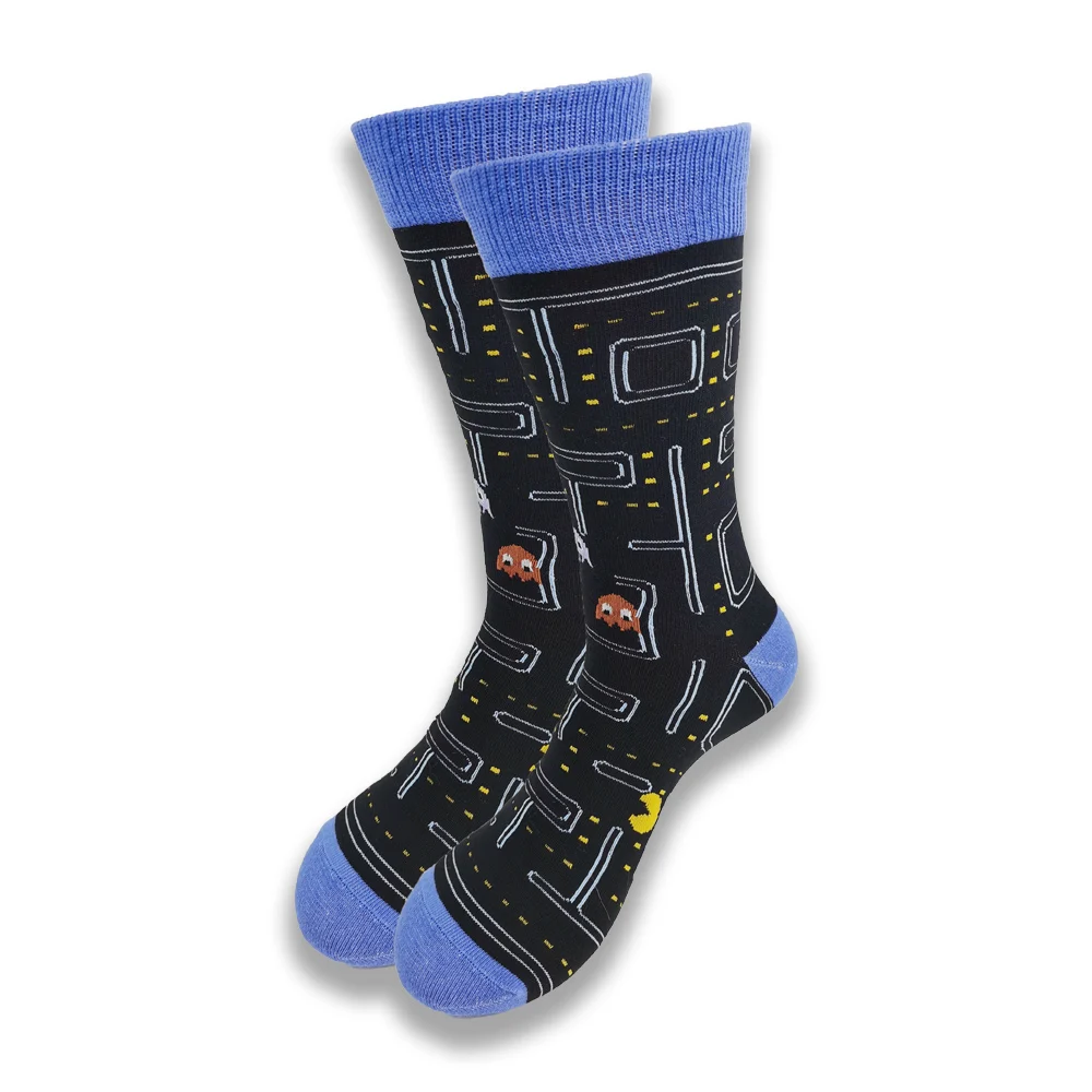 

A Pair of Men and Women's Happy Funny Winter Warm Socks Cartoon Anime Men Cool Crew Socks Street Fashion Sewing Pattern