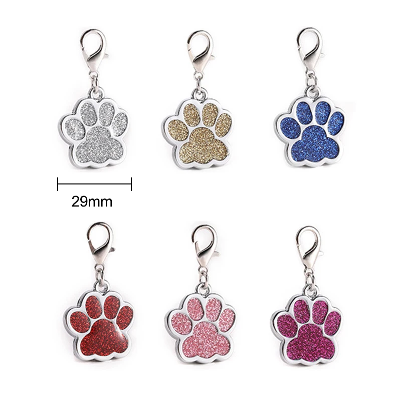 

2PCs Zinc Based Alloy Pet Memorial Knitting Stitch Markers Charms Dog Paw Claw Silver Color Setting Fuchsia Glitter 29mm x 25mm