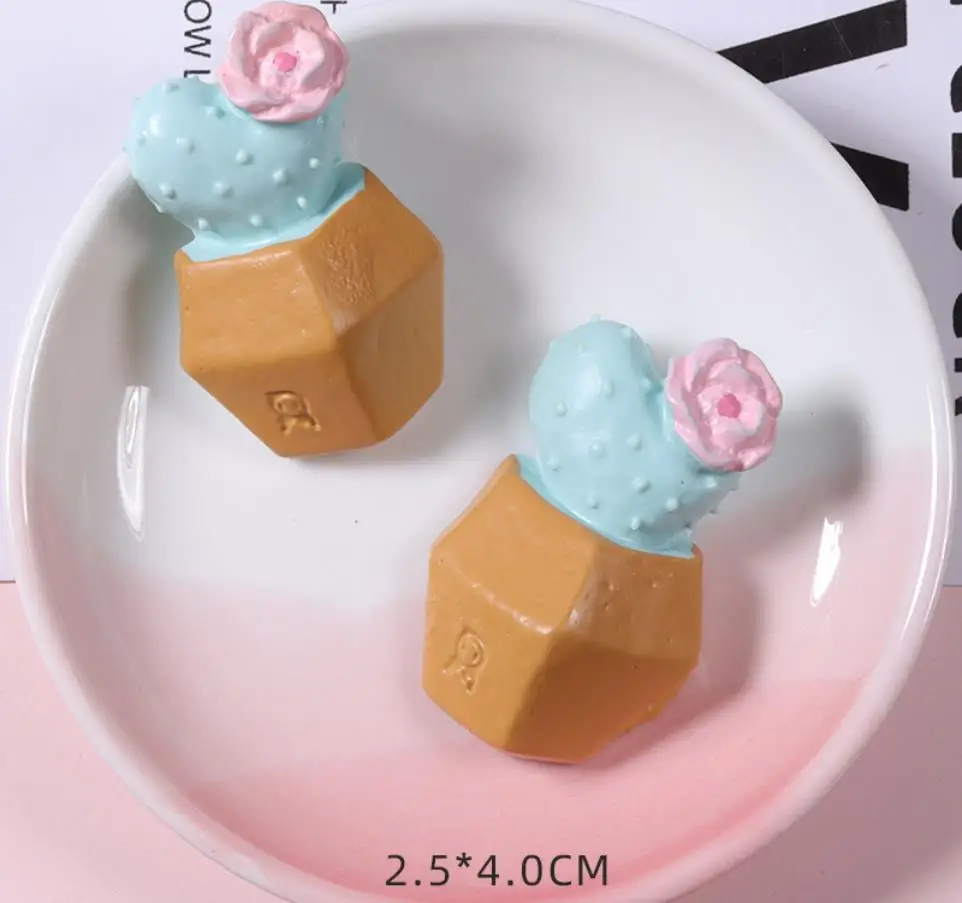 

Kawaii Mini Simulation Cactus Flatback Resin Cabochon Plant Fit Phone Decoration Scrapbooking Craft DIY Accessories