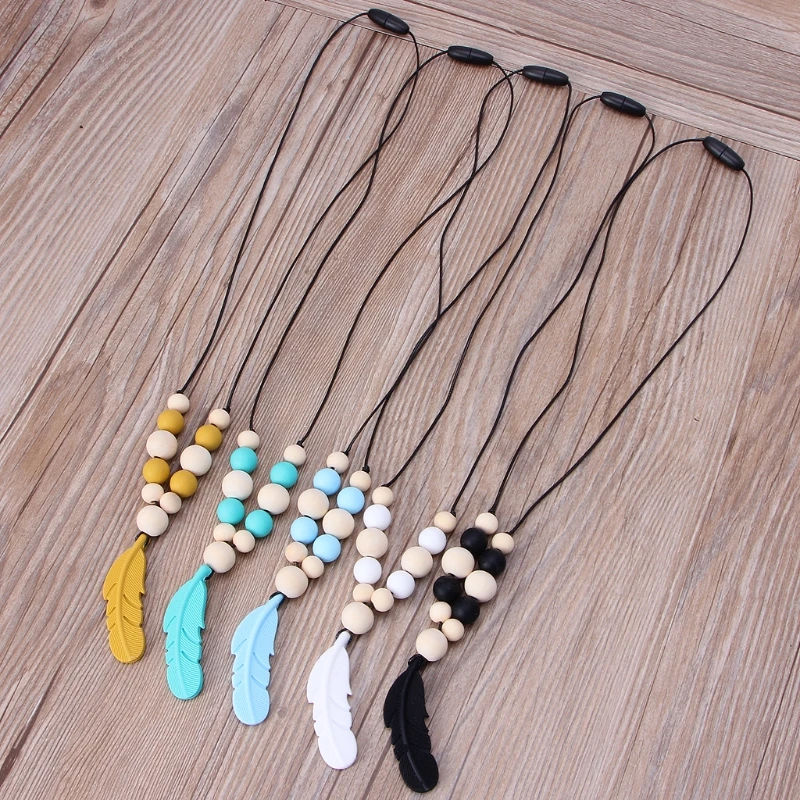 

Baby Infant Silicone Feather Jewelry Teething Necklace Baby Nursing Chewing Toys