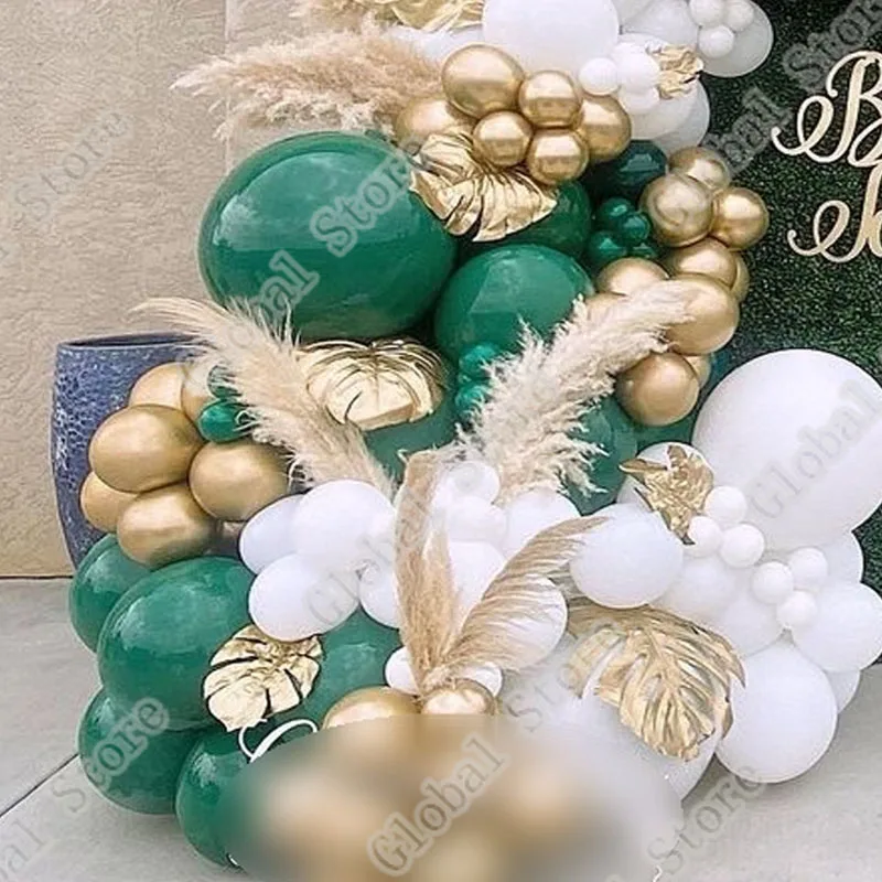 Globos de l&aacute;tex dorados, blancos, dobles, verdes y negros, guirnalda para ARCO, boda, cumplea&ntilde;os, graduaci&oacute;n, Baby Shower, decoraci&oacute;n para el hogar, 124 Uds.-5