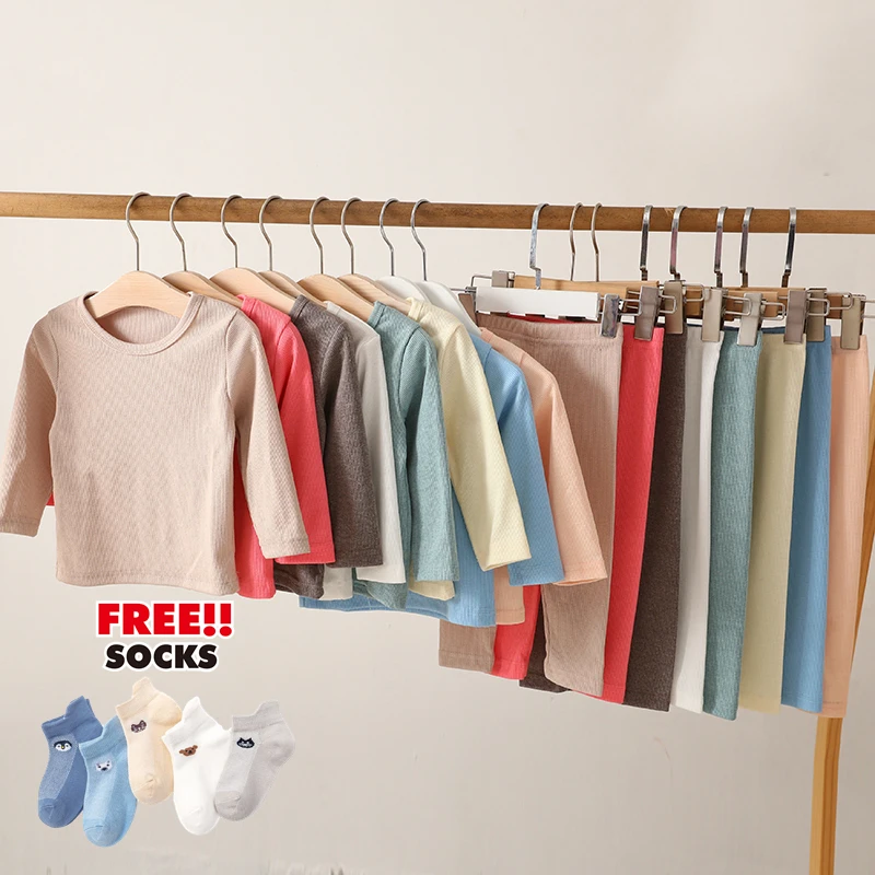 Детская приталенная пижама в рубчик комплект из топа и брюк одежда унисекс для