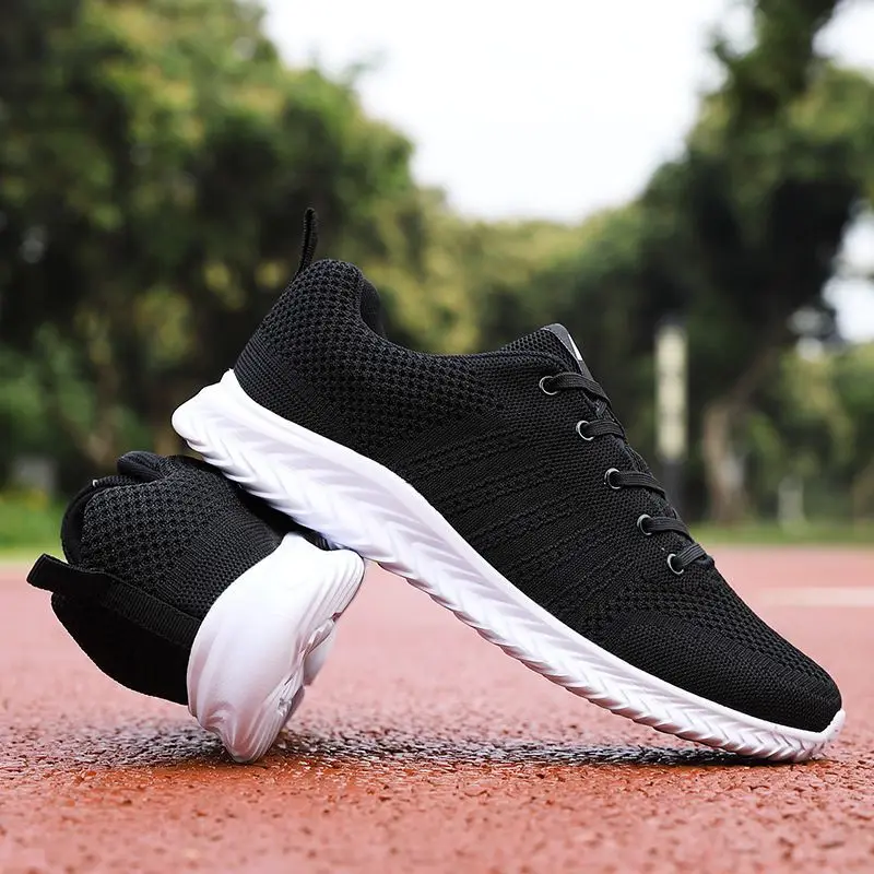 

Black Blue Meash Breathable Men Sneakers Lace Up Soft Bottom Lightweight Size 39-45 Outdoor Walking Running Male Footwear Autumn