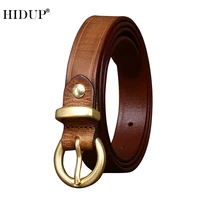 hidup top quality cow genuine belts retro brass pin buckle metal cowhide belt for women female accessories 2 4cm wide nwj1095