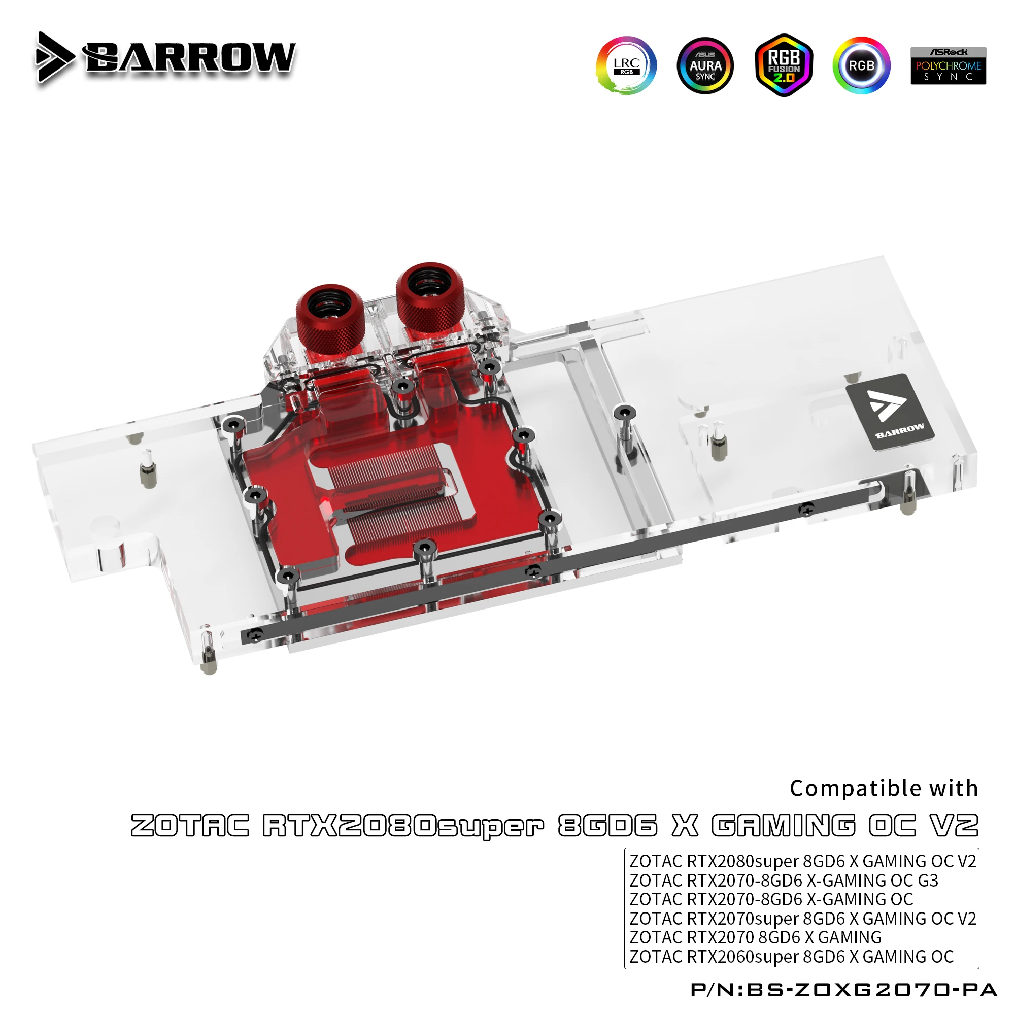 Барроу водяной блок использовать для ZOTAC RTX2070 8GD6 X Игровой OC/2070 AMP ZT T20700D 10P/блок GPU