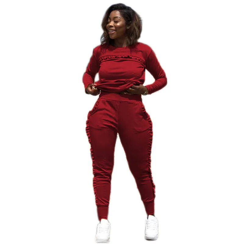 New Outdoor Sport Sets Women Gym Suits Running Suit Two Piece Solid Long-Sleeved Workout Clothes For Women Street Style Clothes