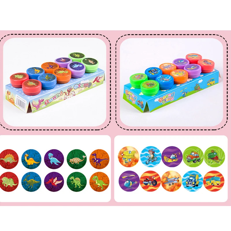 Sellos surtidos de autotinta para ni&ntilde;os, sellos de juguete para ni&ntilde;os, cara sonriente, &aacute;lbum de recortes, bricolaje, decoraci&oacute;n de &aacute;lbum de fotos, 10 Uds.-4