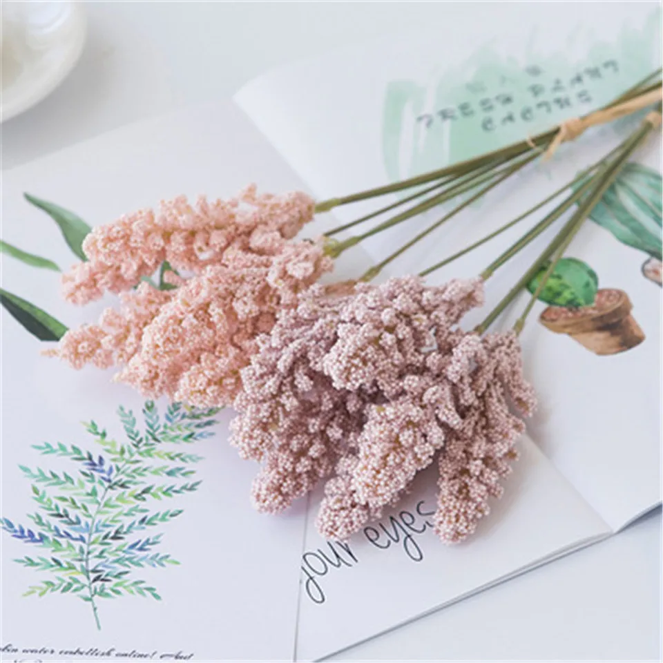

1 Bouquet Lavender Artificial Flowers Purple Party Wedding Fake Flowers Decor Bulrush Living Room Dried Flowers Home Decoration