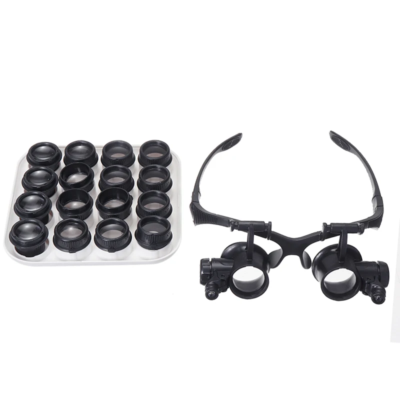 

8 Set 2.5X-25X Head Glasses Magnifier With LED 16 Lenses Watchmaker Jeweler Loupe Wearing Style Magnification