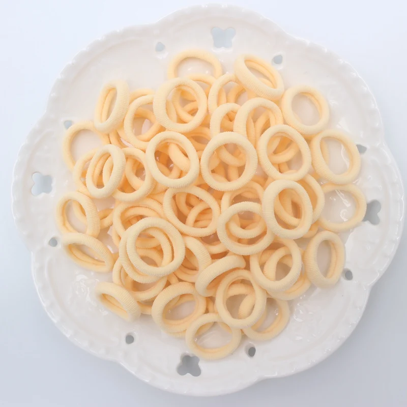 beige DIANXIANG, новинка 100 шт./лот, эластичные резинки для волос, для девочек, диаметр головы, 18 мм, аксессуары для волос для детей, трава, зеленая, небесно-голубая, KH9906 - Цвет: beige