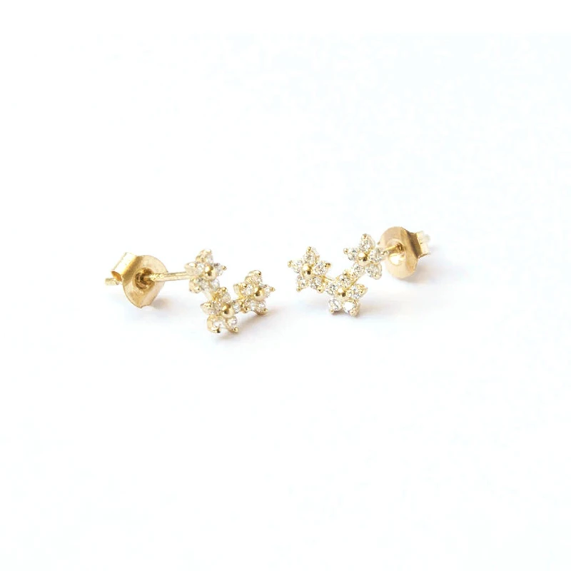 

AIDE Luxurious Zircon Star Stud Earrings For Women Geometric Flower Piercing 925 Sterling Silver Earings Fine Jewelry brincos