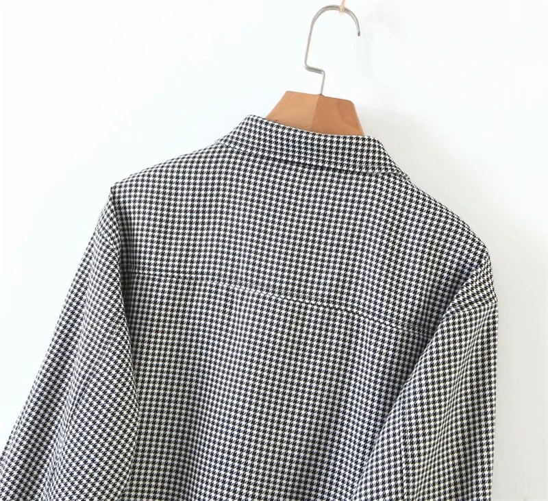 

Splend Moda 2021 Autumn Vintage Houndstooth Single-Breasted Short Women Jacket All-Match Loose Jacket Short Casual Fashion