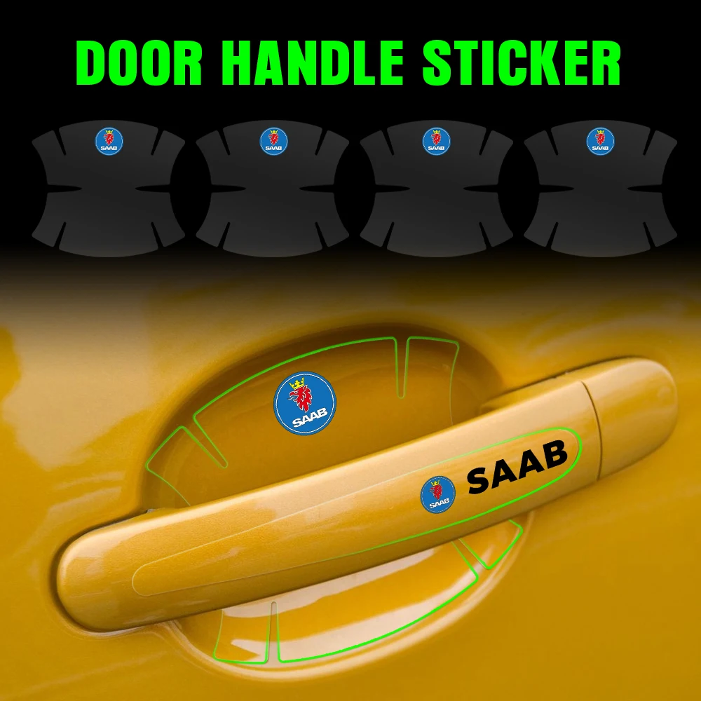 

8Pcs Car Door Transparent Handle Prevent Scratch Protection Film Badge Stickers For SAAB 9-3 93 9-5 9 3 9000 9 5 Car Accessories