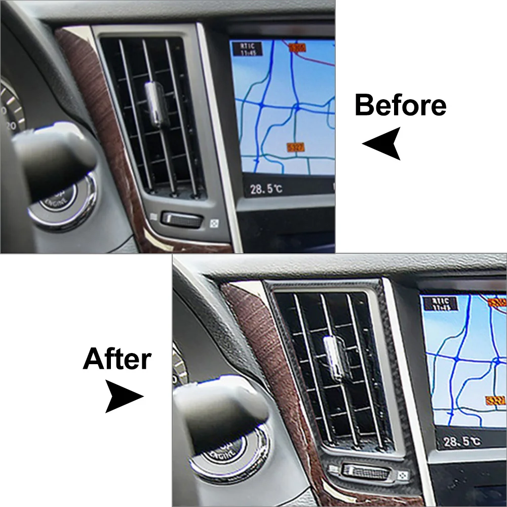 

For Infiniti Q50 2014 2015 2016 2017 2018 2019 Car Carbon Fiber Center Console Air Vent Outlet Decor Cover