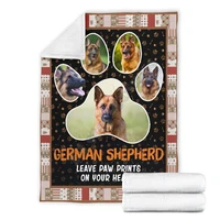 german shepherd leave paw prints on your heart fleece blanket 3d printed sherpa blanket on bed home textiles home accessories
