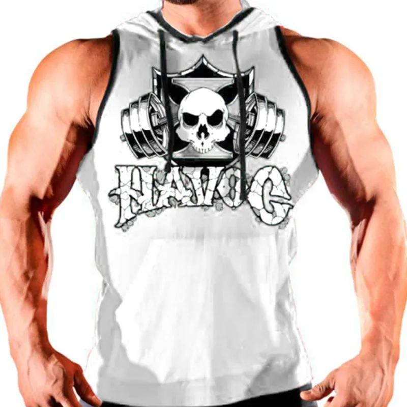 Мужская хлопковая толстовка для фитнеса повседневная майка без рукавов