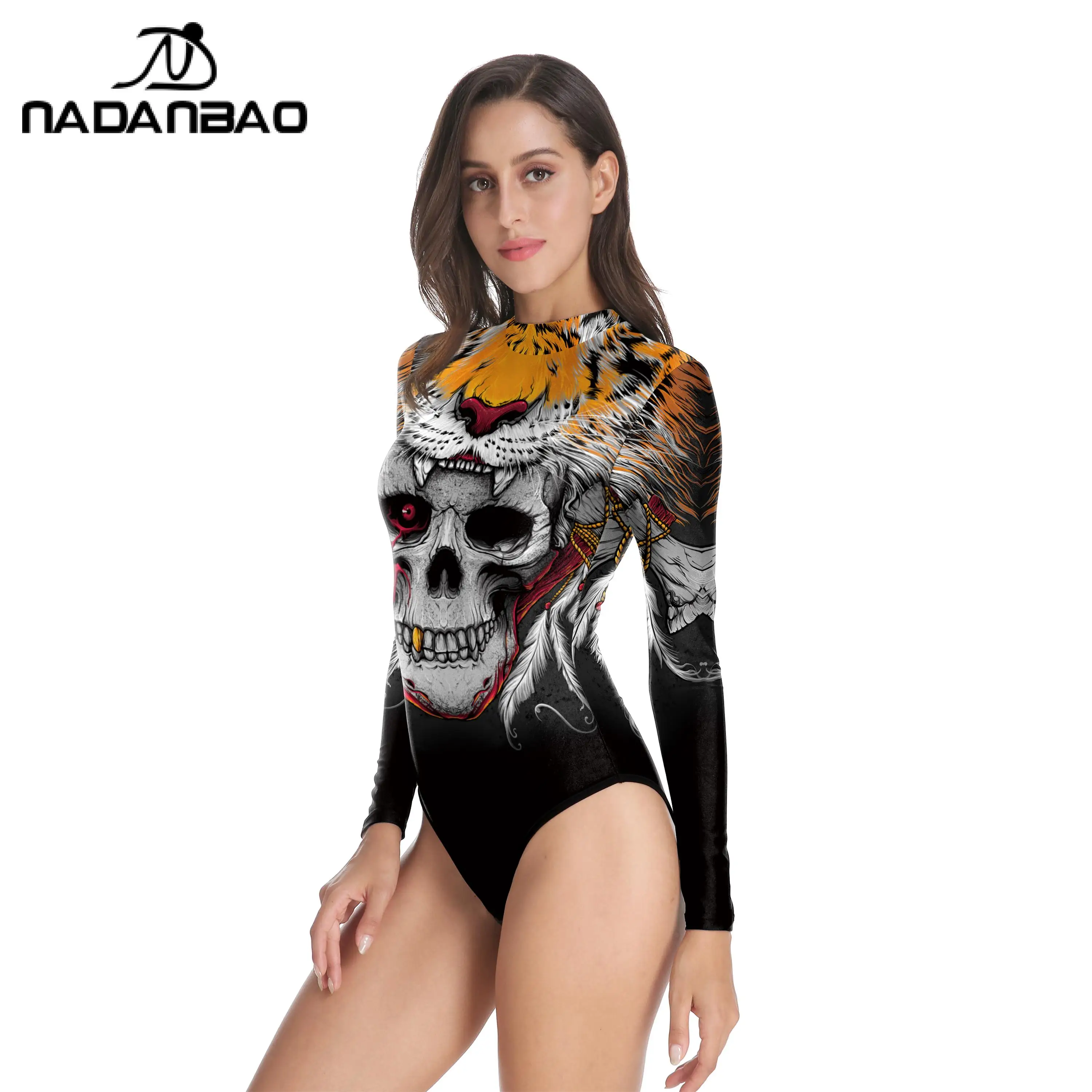 NADANBAO на Хэллоуин с принтом черепа слитные купальники для женщин сексуальная