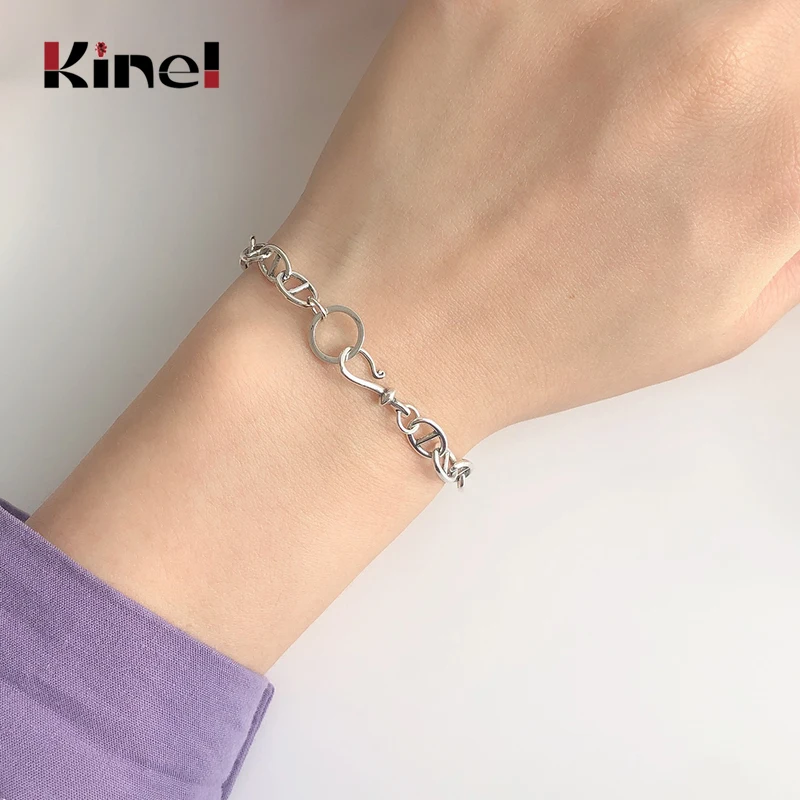 

Kinel 925 Sterling Silver Vintage Chain Bracelet Wedding Party Statement Jewelry For Women Fashion Bracelet Gifts