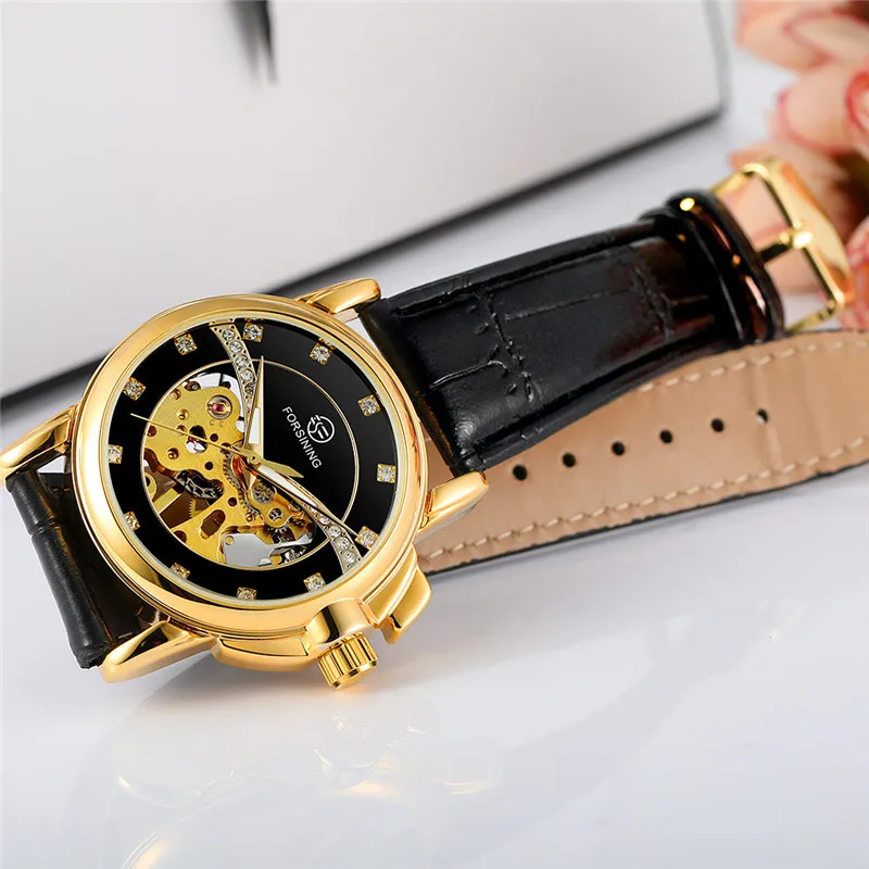 FORSINING женские наручные часы классические лучший бренд класса люкс золотые