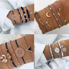 Женский многослойный браслет с бусинами, браслет в богемном стиле с подвесками в виде сердечек и карт, 2020